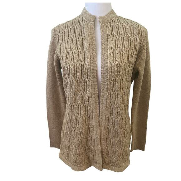 Vintage British Colony of Hong Kong Gold Handmade Wool Blend Sweater  M - Picture 1 of 9